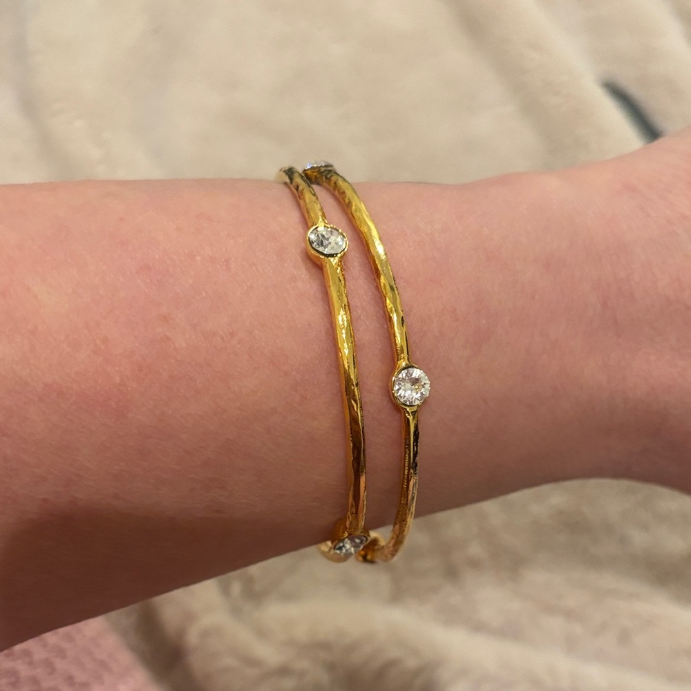 Elegant Gold Bangle Bracelets with Crystal Accents